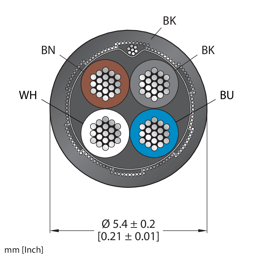 CABLE4X0.34-SH-PUR-BK-100M/TXL