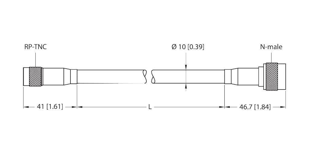 T-UHF-CBL-RG213-RPTNC-2-N-M